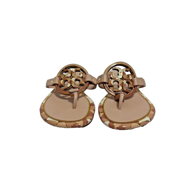 Tory Burch Miller Geometric Logo Thong Sandals Women's Size 8.5 M Nude Blush - Picture 4 of 16